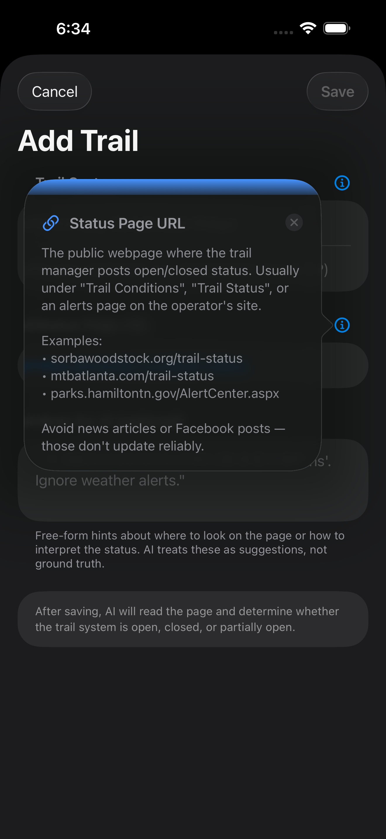 Add a trail tooltip